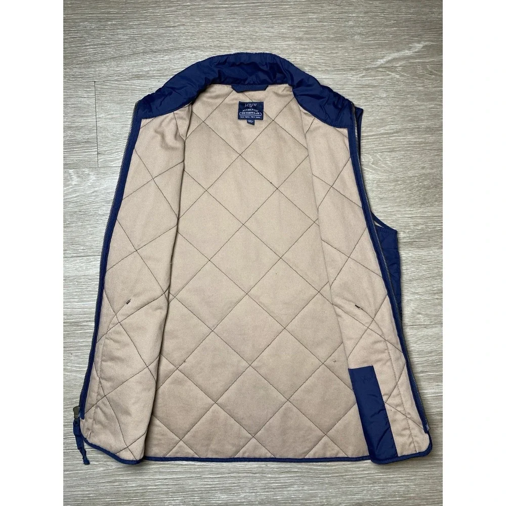 Men's Size X-SMALL  J.CREW Authentic Outerwear Blue Quilted Filled Full Zip Vest